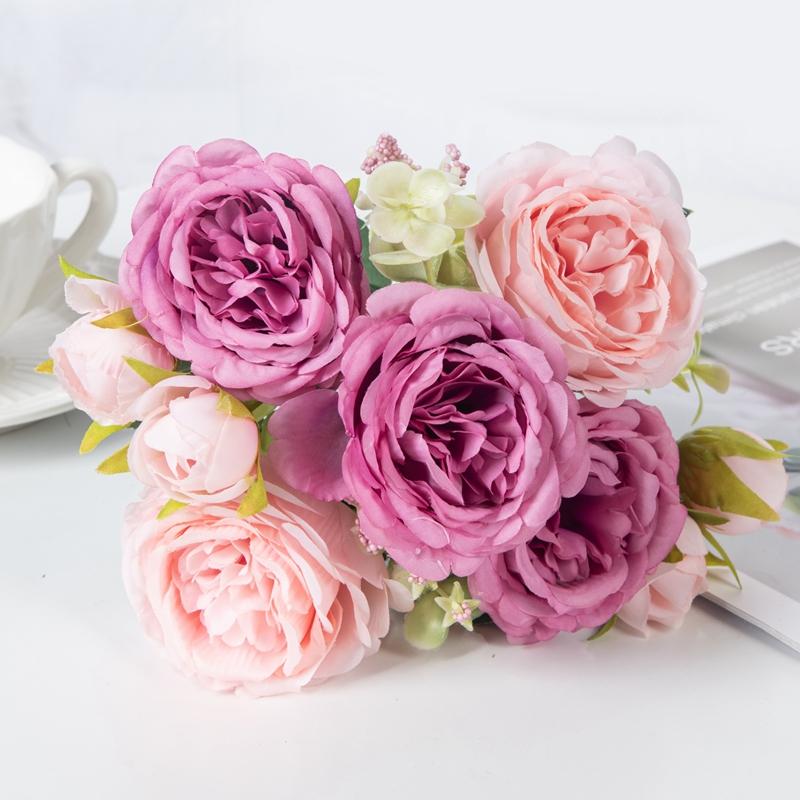 Fake Silk Peony Vases for Garden Home Room Table Decor Scrapbooking Garland Wedding Bouquet Party Accessories Artificial Flowers