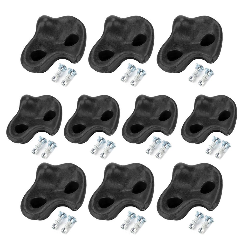 10PCS Plastic Textured Rock Climbing Stone Rocks Wall Stones Kids Assorted Kit Bolt Black