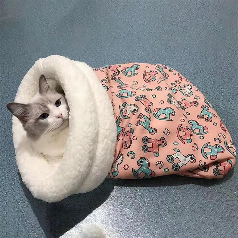 Warmer Katzenschlafsack Flauschiges Gefühl Verdickt Winter Haustier Taschentyp Steppdecke Bett Kätzchen Welpe Weiches Bequemes Nest Haustierbedarf