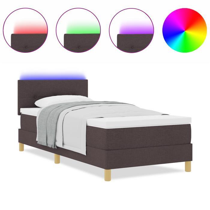 VidaXL Lit Sommier avec Matelas & LED Marron Foncé 80x200 cm Tissu 3342397