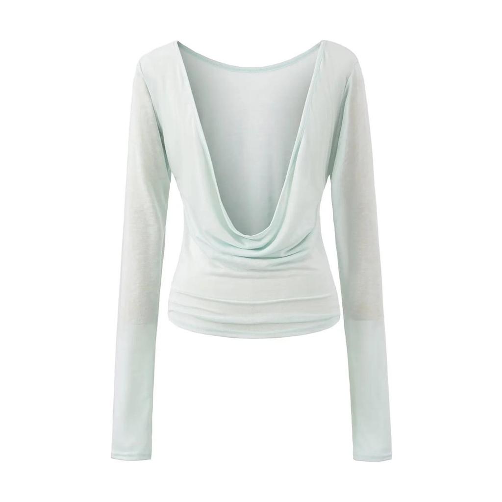 Halter Neck Chest-Pad Vest Top with Long-Sleeve Flowing Collar Cover-Up - Women's Two-Piece Hot Girl Set