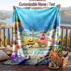 SpongeBob Flannel Blanket, Personalized Custom Name Text, Soft Warm Plush Throw Blanket For Gift