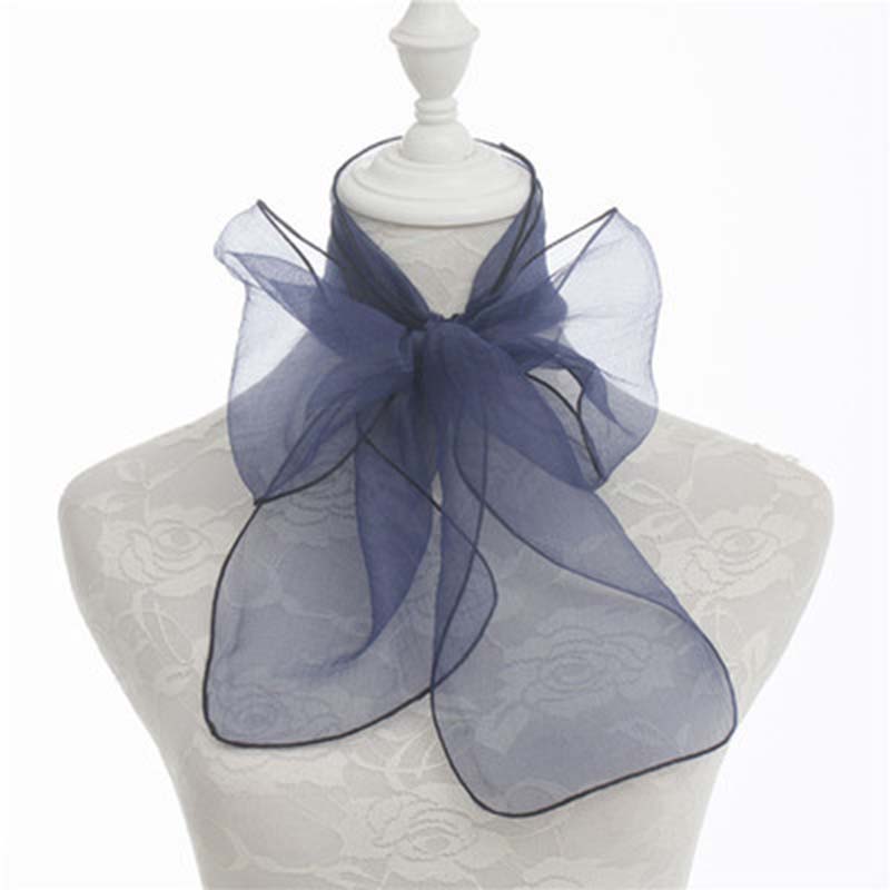 Korean Female Organza Transparent Bow Long Narrow Neck Guard Silk Scarf  Summer Thin Gauze Sunscreen Shawl Scarves Headscarf P32