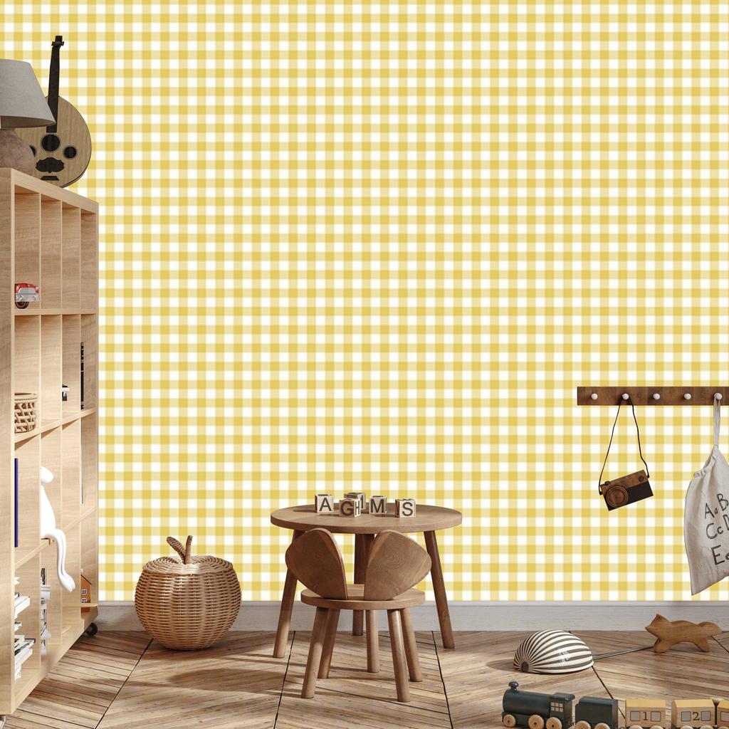 Wallpaper Fabric Pattern Cream, White and Yellow for Living Room and Bedroom 50x1000