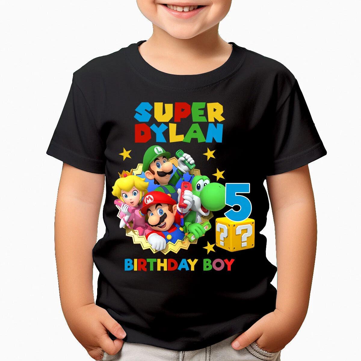 Personalised Your Age Birthday Boy Super Mario Custom Kids T-Shirts #UJG6#2 150
