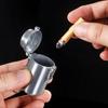 Stylish Metal Portable Ashtray & Cigarette Case with Pop-Top and Carabiner