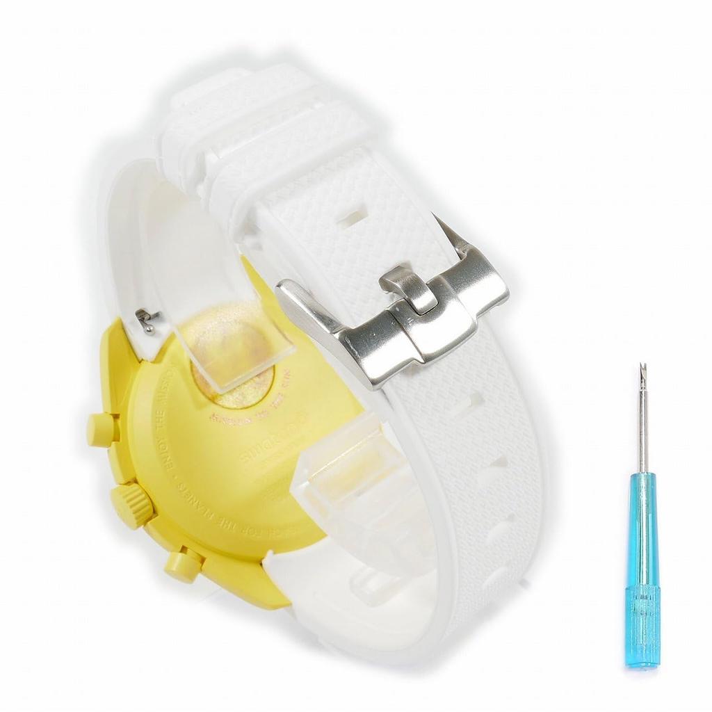Swatch x OMEGA Exclusive Rubber Strap with Clicker Feature (White/Sun)