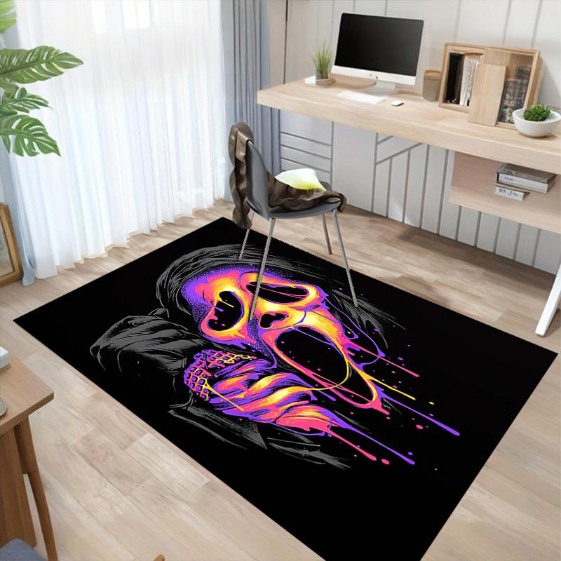 Scream Mask Horror Art Carpet For Playroom Bedroom Living Room Sofa Home Decorkids Game Area Rug Nonslip Floor Mat