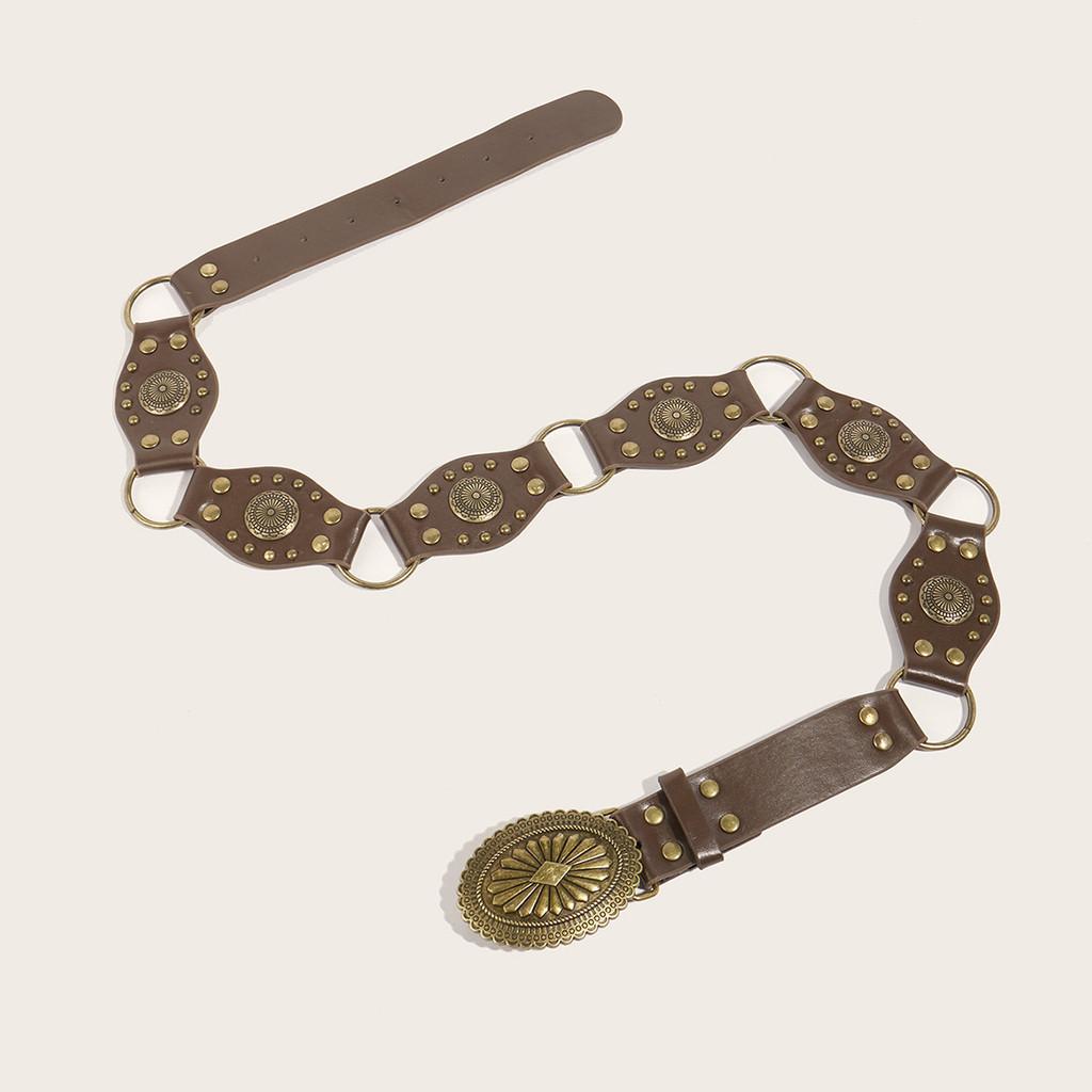 Colored Bronze Pin Buckle Cipri Splitting Womens Belt Clothing Accessories