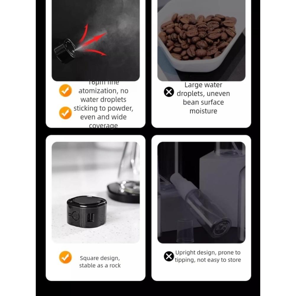 Coffee Bean Sprayer with Electric Atomizer and Magnetic Base for Static Control