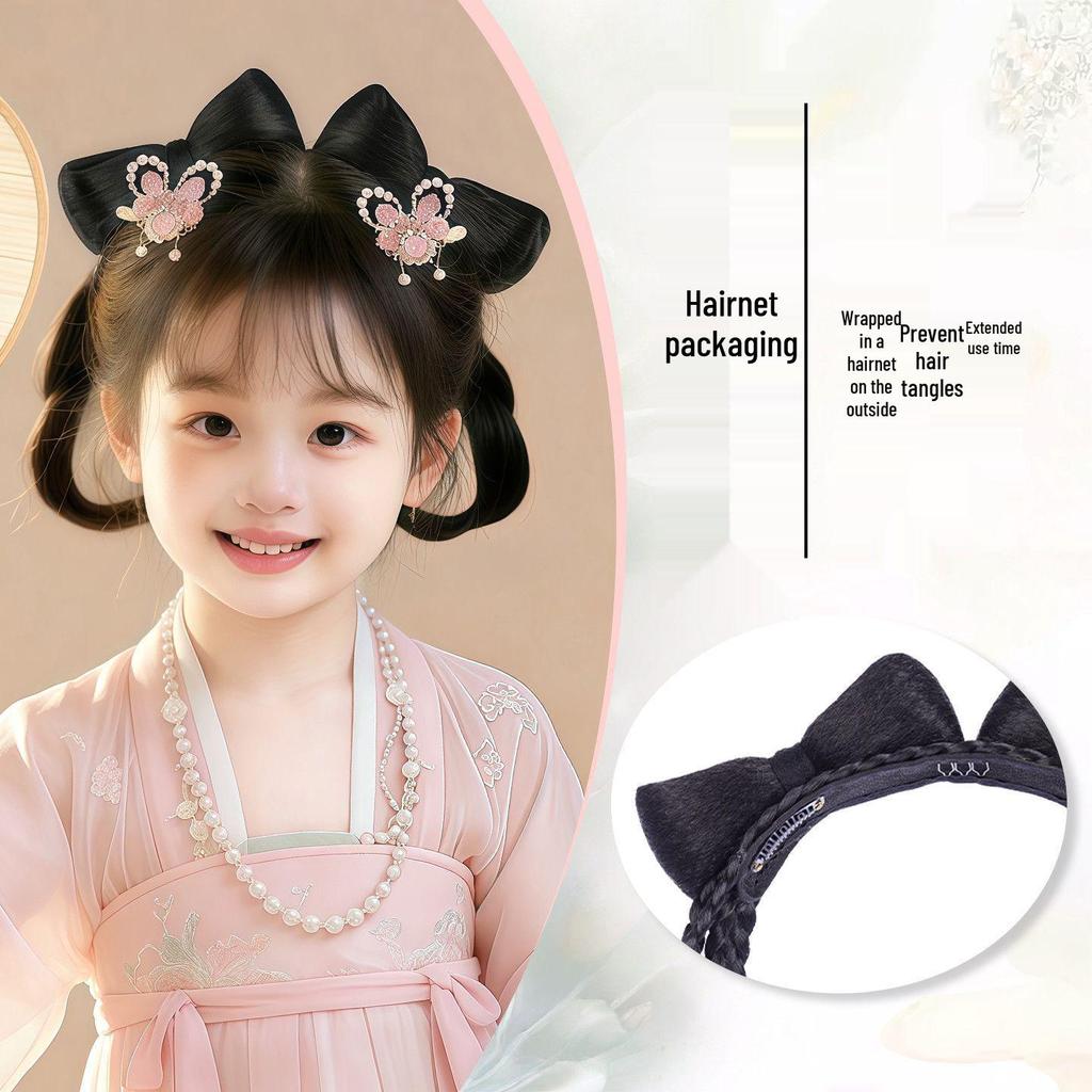 Children's Hanfu Hair Bun Pad – Bow Styling Accessory for Girls