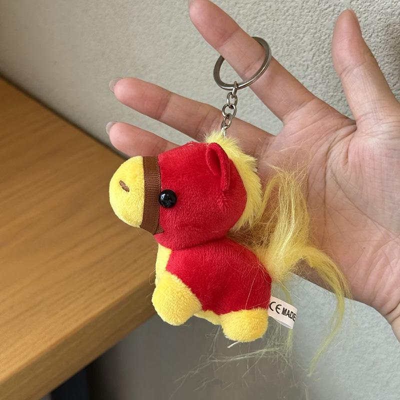 Cute Plush Horse Keychain Chinese New Year 2026 Hanging Pendant School Bag Lucky Spring Festival Couple Keyring Gifts
