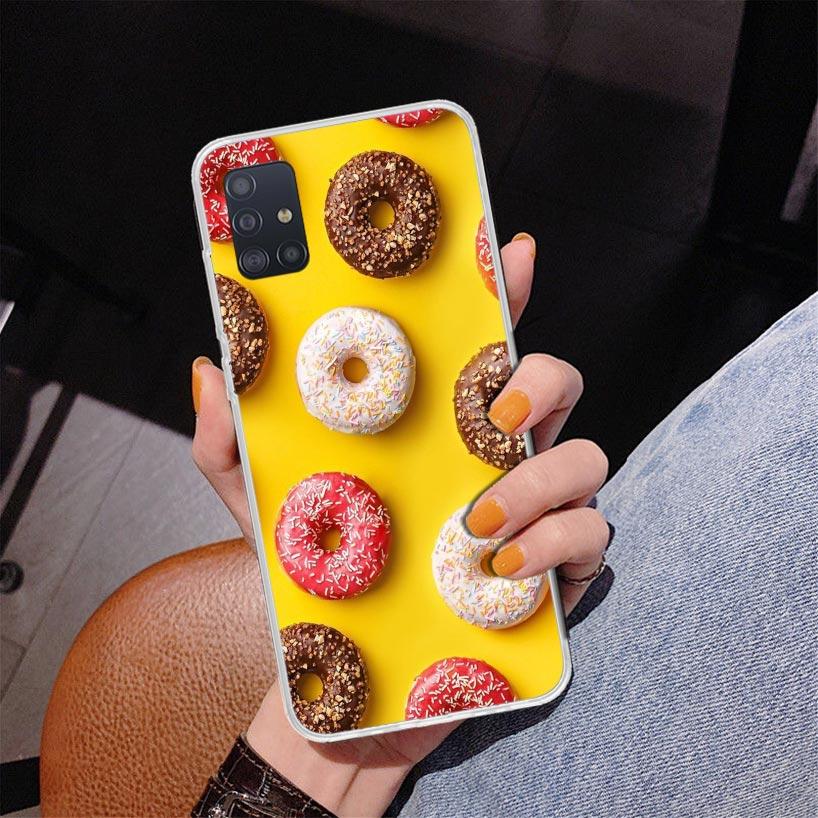 Macaron Ice Cream Cake Doughnut Phone Case For Samsung Galaxy A52 A32 A22 A12 A51 A31 A50S A30S A20S A10S Note 20 Ultra 10 Plus