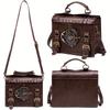 Borsa a tracolla decorata con orologio vintage, borsa a tracolla in pelle PU testurizzata, portamonete, borsa a spalla versatile alla moda classica