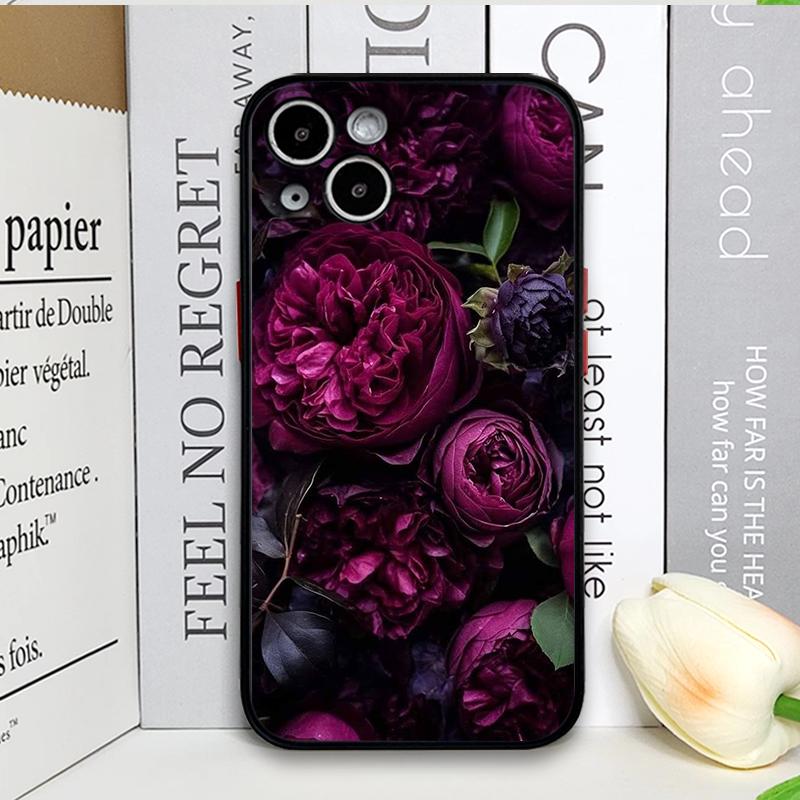 Stylish Black Rose Deep Purple Flower Phone Case for Samsung Galaxy S26 S25 S24 S24+ S23 Ultra S22 Plus S21 FE S20 Floral Cover
