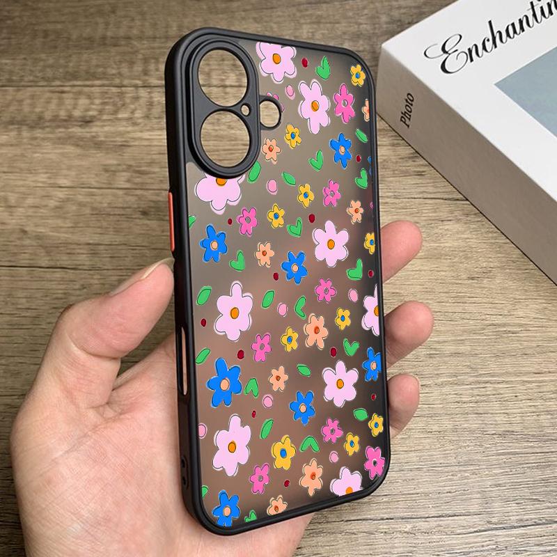 Small Flowers Pattern Phone Case For iPhone 17 Air 16 15 14 Pro Max 13 16 17 Pro 16e 17 Matte Shockproof Soft Edge Hard PC Cover