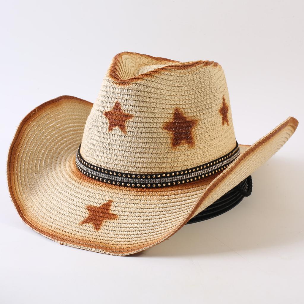 Popular Western Cowboy Straw Hat Men's and Women's Fashion Shade Straw Hat Classic Outdoor Western Cowboy Hat