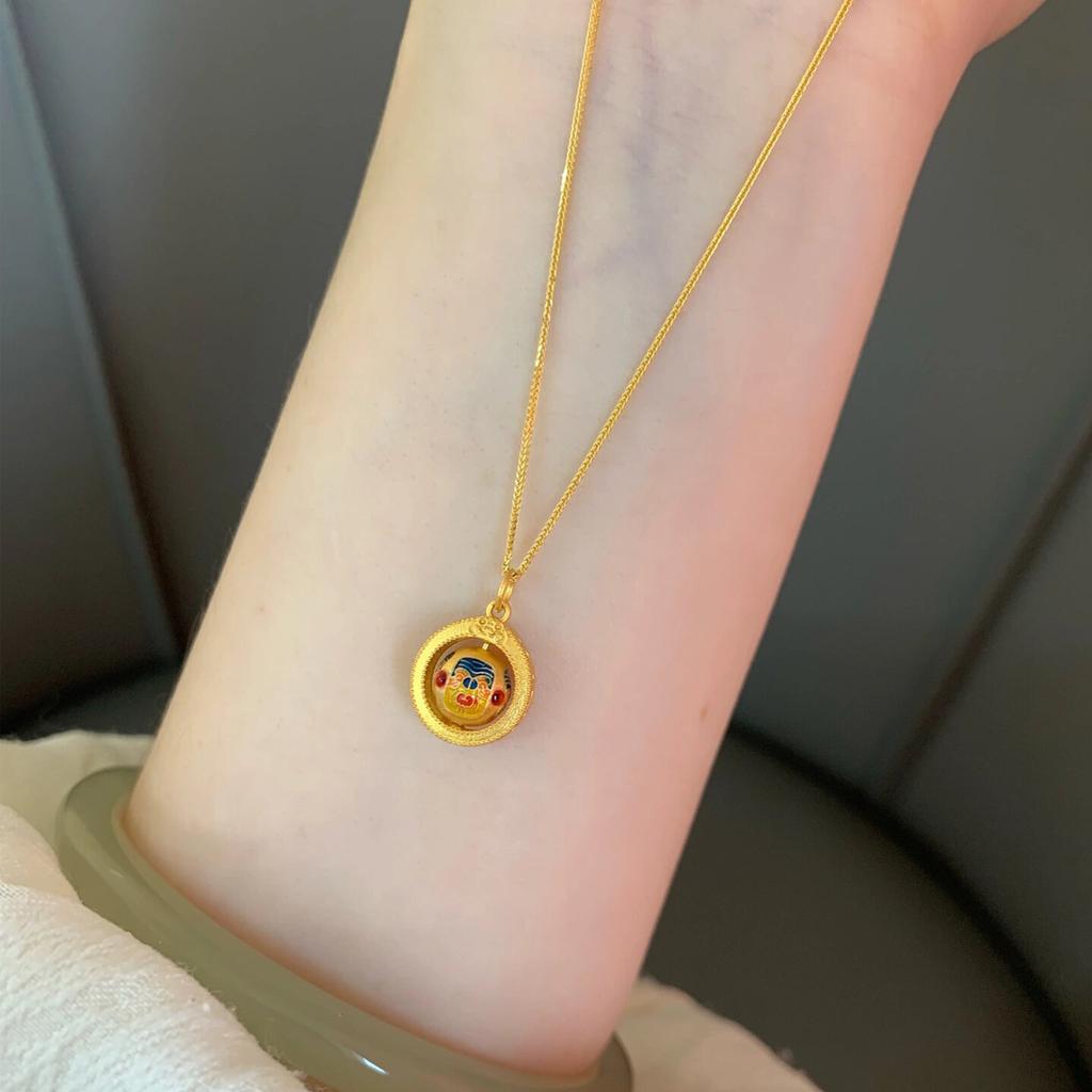 Zakiram Transfer Bead Necklace Pendant Collarbone Chain Advanced Sense Lucky Lucky Tibetan God of Wealth Chinese Style Girl