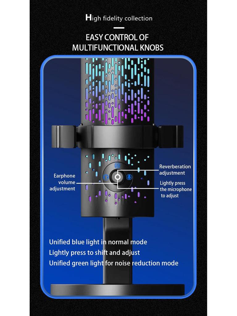 Cross-Border Extreme RGB USB Microphone for Live Streaming and Gaming