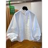Japanese and Korean Fungus Edge Stand-up Collar Shirt Women's Long Sleeves 1116 New Loose Foreign Crochet Hollow Top Spring