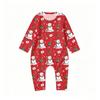 Christmas Print Parent-Child Matching Pajama Set, Long Sleeve Neck Top and Pants