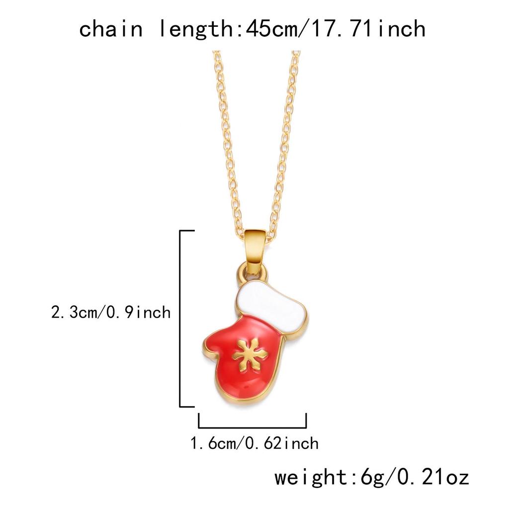 Europäische und amerikanische Edelstahl-Cartoon-Weihnachtskette mit Tropföl-Schneeflocken- und Baum-Anhängern