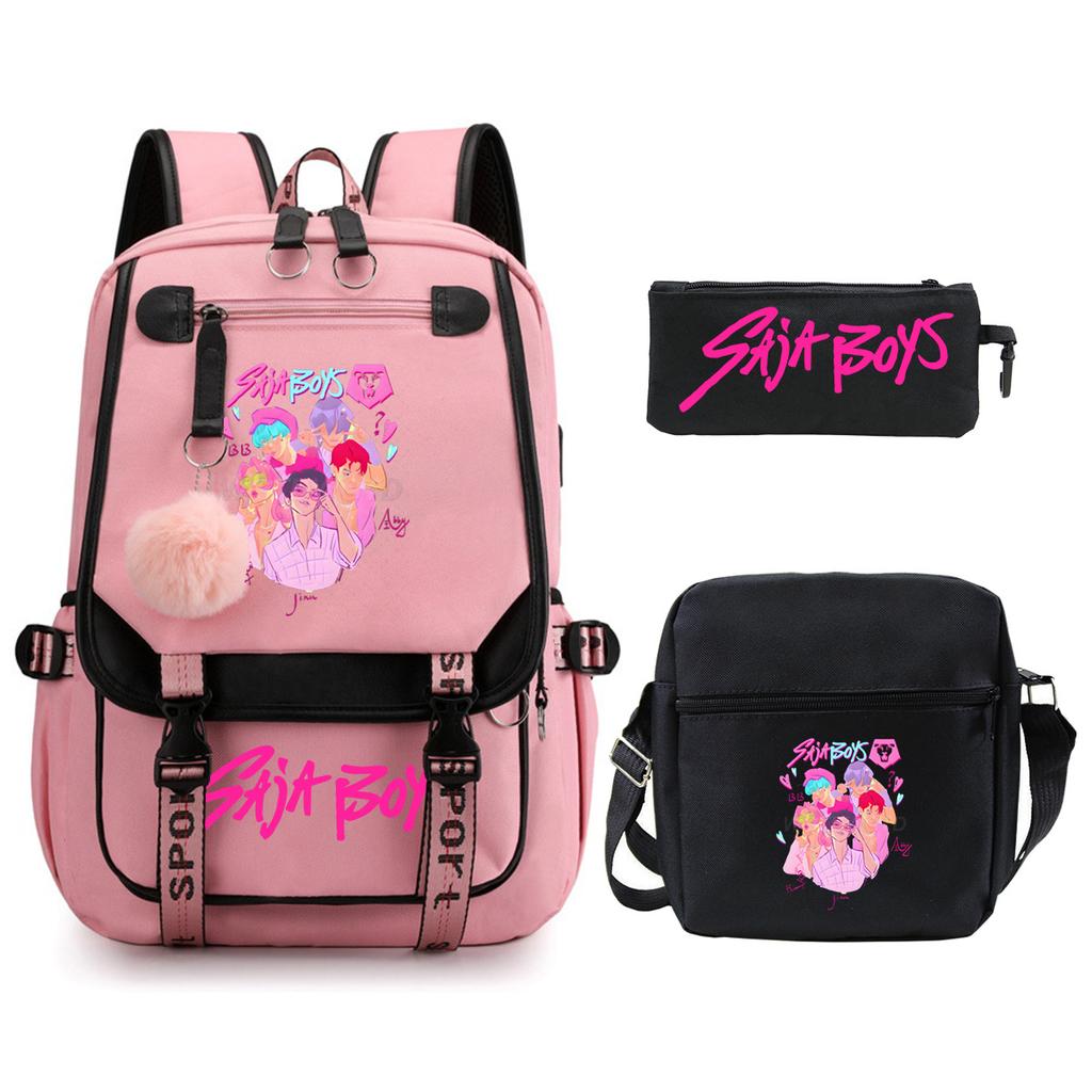 Animation Cartoon Peripheral Primary And Secondary School Students Schoolbag Multi-Functional Large-Capacity Leisure Backpack Three-Piece Set