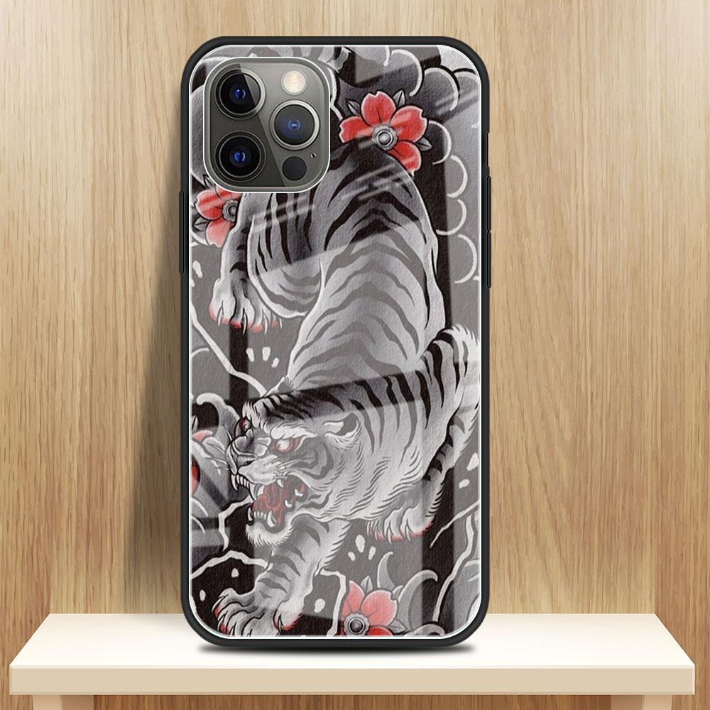 Lion Wolf Glass Case For Apple iPhone 14 13 Pro 11 12 7 8 Plus SE 2022 XR X XS Max 6 6S Tempered Phone Cover