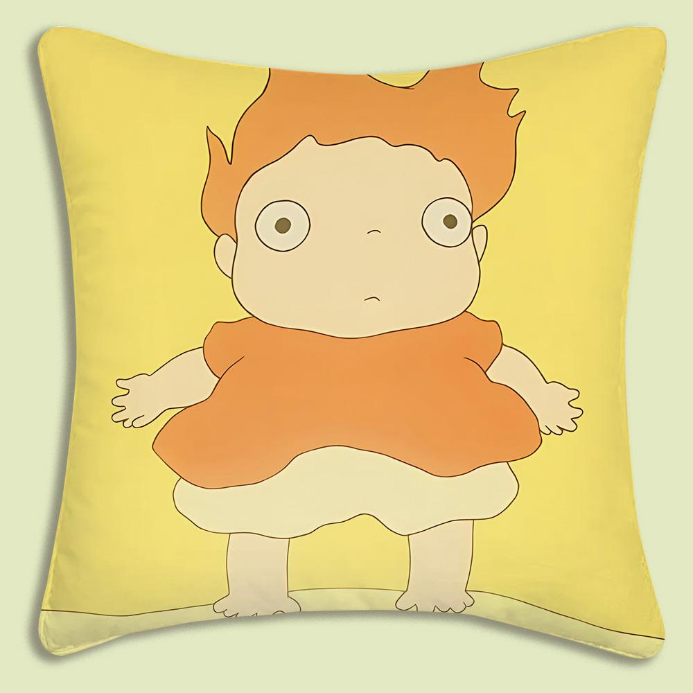 Cute Cartoon Ponyo Pillow Covers Cartoon Sofa Decorative Home Double-Sided Printing Short Plush Cute Cushion Cover
