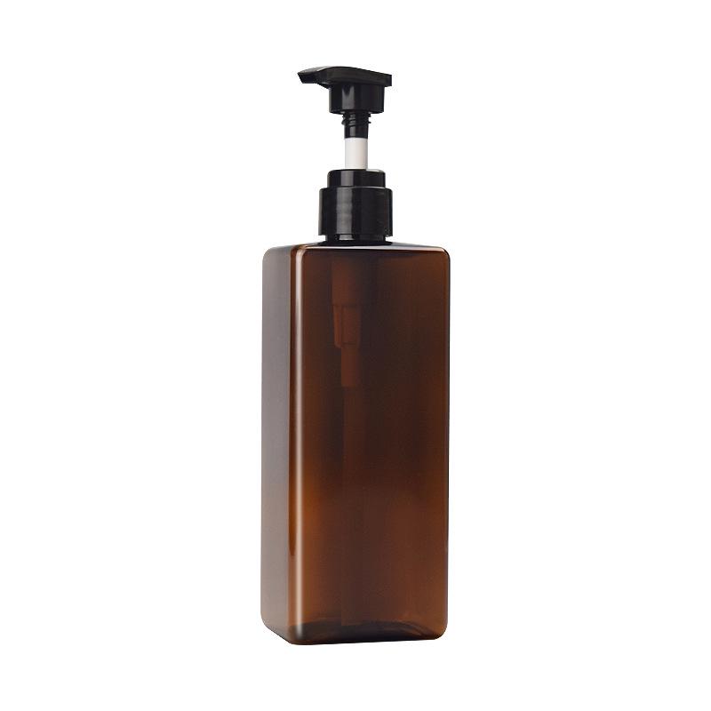 Auf Lager: 500ML Druck-Typ Flacher Quadratischer Duschgel & Lotion Spender - PET Kunststoff Shampoo Flasche