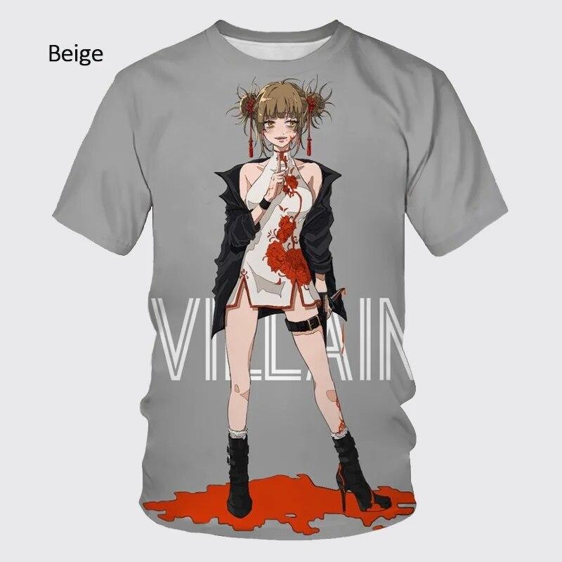 Nowa koszulka Himiko Toga 3D w stylu casual, letnia męska koszulka z krótkim rękawem japońskie anime moda unisex koszulka hiphopowa