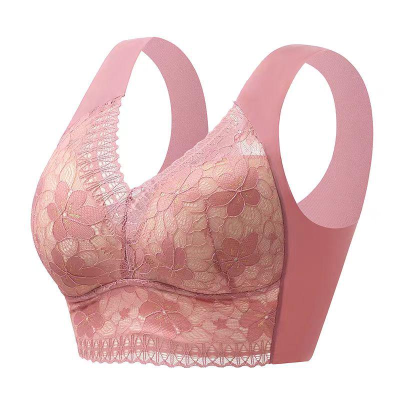 Plus Size Seamless Lace Sports Bra - Minimizing, Wire-Free, Anti-Sag, Beautiful Back Design