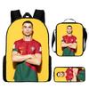 Zaino Stampa Stella del Calcio Tre Pezzi Zaino Scolastico per Bambini, Zaino per Studenti delle Scuole Primarie e Secondarie, Astuccio