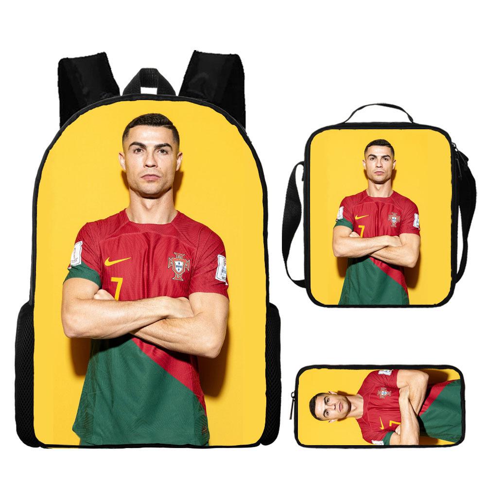 Zaino Stampa Stella del Calcio Tre Pezzi Zaino Scolastico per Bambini, Zaino per Studenti delle Scuole Primarie e Secondarie, Astuccio