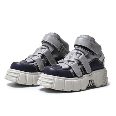 Gothic Punk Style Women Sneakers Flat Platform Metal Toe Chunky Sneakers Rock Design Shoes Casual Runway Walk Shoes