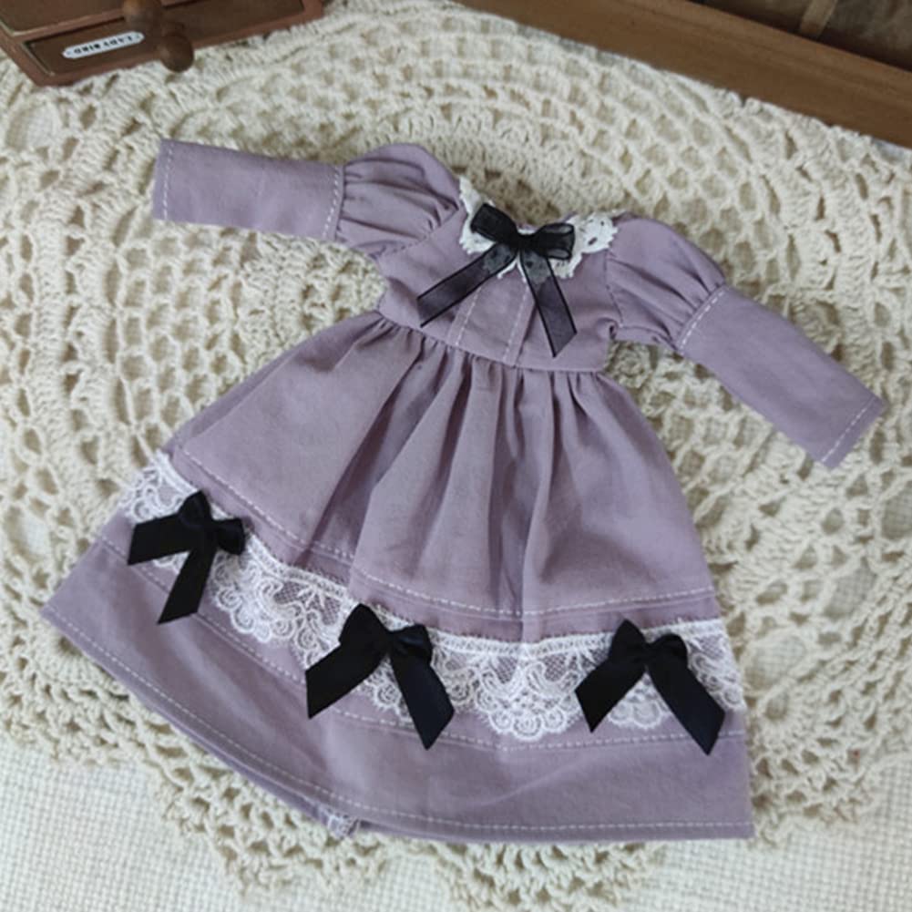 Rakulifey Blythe Outfit Set (Gray/Purple) - Includes Clothes, Dress, and Hair Accessory, Fits Obitsu 24 Dolls