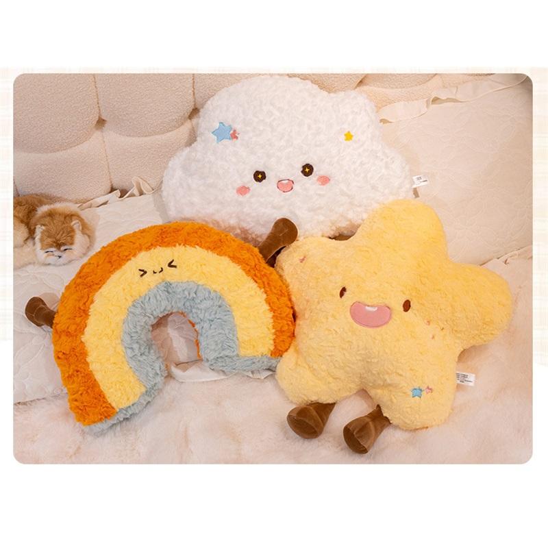 Minimalist style star pillow, cute sun cloud plush toy, bedside waist pillow, sleeping doll