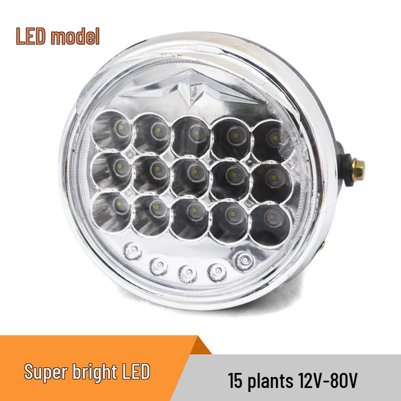 Universal Electric Tricycle LED Headlight: Super Bright, Waterproof, 12v-80v Round Accessory