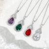 Luxury Double Layer Water Drop Pendant Necklace for Women - Multi-color, Full Diamond, European and American Design