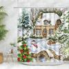 Christmas Shower Curtain Sets Vintage Red Truck Xmas Ball Pine Tree Snowman Winter New Year Gift Bathroom Decor Bath Curtains