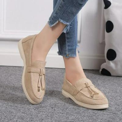 Nuevos zapatos mocasines para mujer, zapatos planos informales de marca, zapatos individuales de cuero de cachemira, zapatos antideslizantes para caminar para mujer
