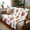 White Base Cocoa Anime Cartoon Flannel Blanket Soft Warm Throw for Bedroom Sofa Car Kids Holiday Gift