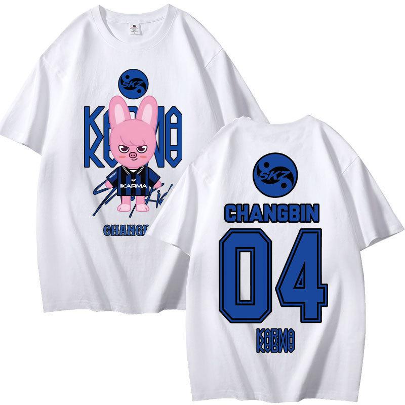 Cosplay Stray Kids Summer T-shirt Kawaii Manga Graphic Tees Shirt Cotton Casual Cartoon Short-Sleeves Tshirts Streetwear Kids Tops
