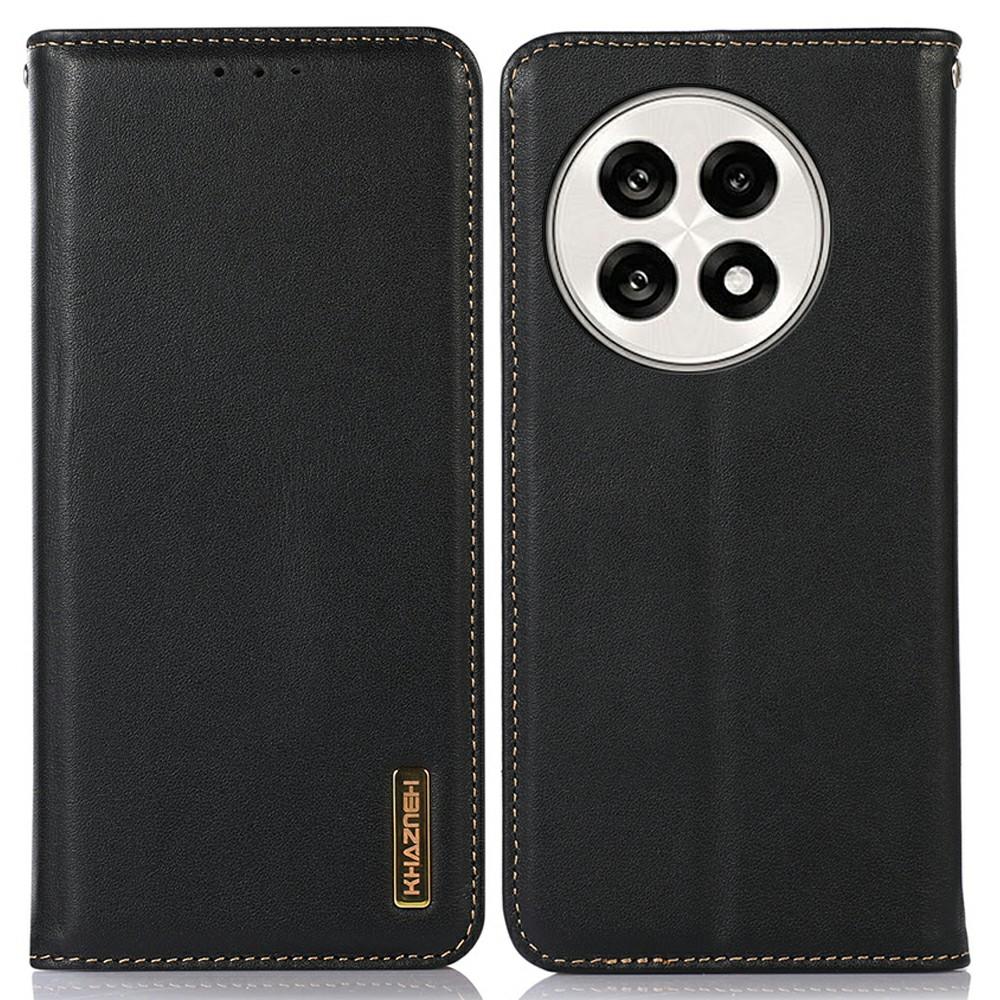 KHAZNEH Genuine Cow Leather Wallet Case for OnePlus Ace 5 Pro 5G/Ace 5 5G/13R 5G Nappa Texture Phone Cover