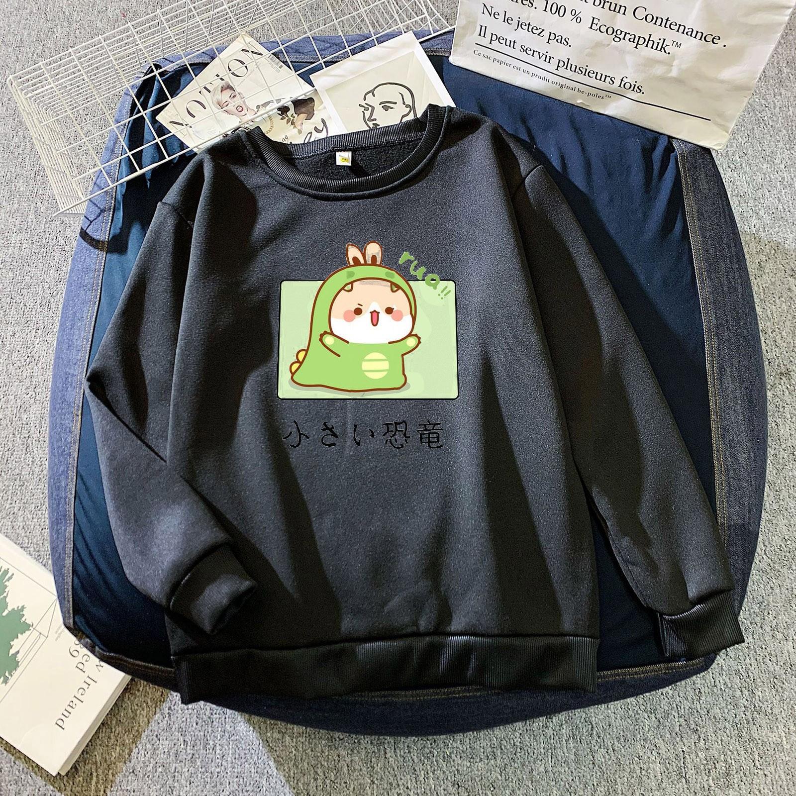 

Женский модный повседневный свитер с круглым вырезом и принтом, свободные спортивные топы, пуловер S чёрный