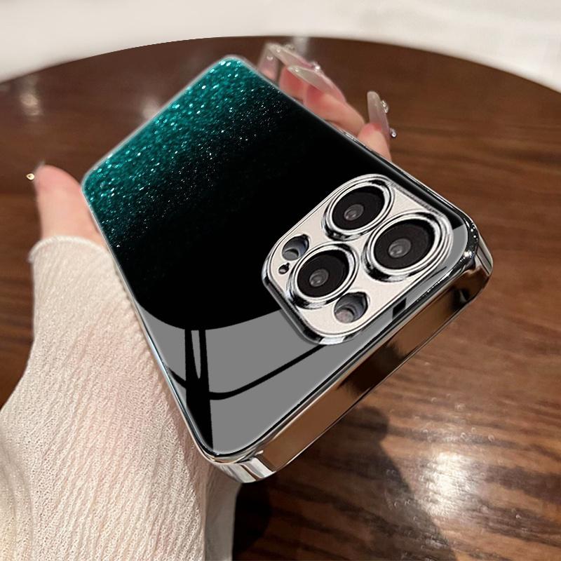 Electroplated glass phone case, suitable for iphone 17, 16, 15, 14, 13, 12, 11pm Pro Plus and other phone models.