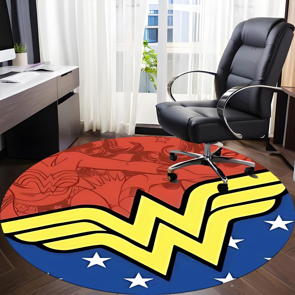 1pc Wonder Woman Office Round Area Rug, Under Office Chairs Bedroom Living Room Home Decor, Room Deco, Available in Various Sizes