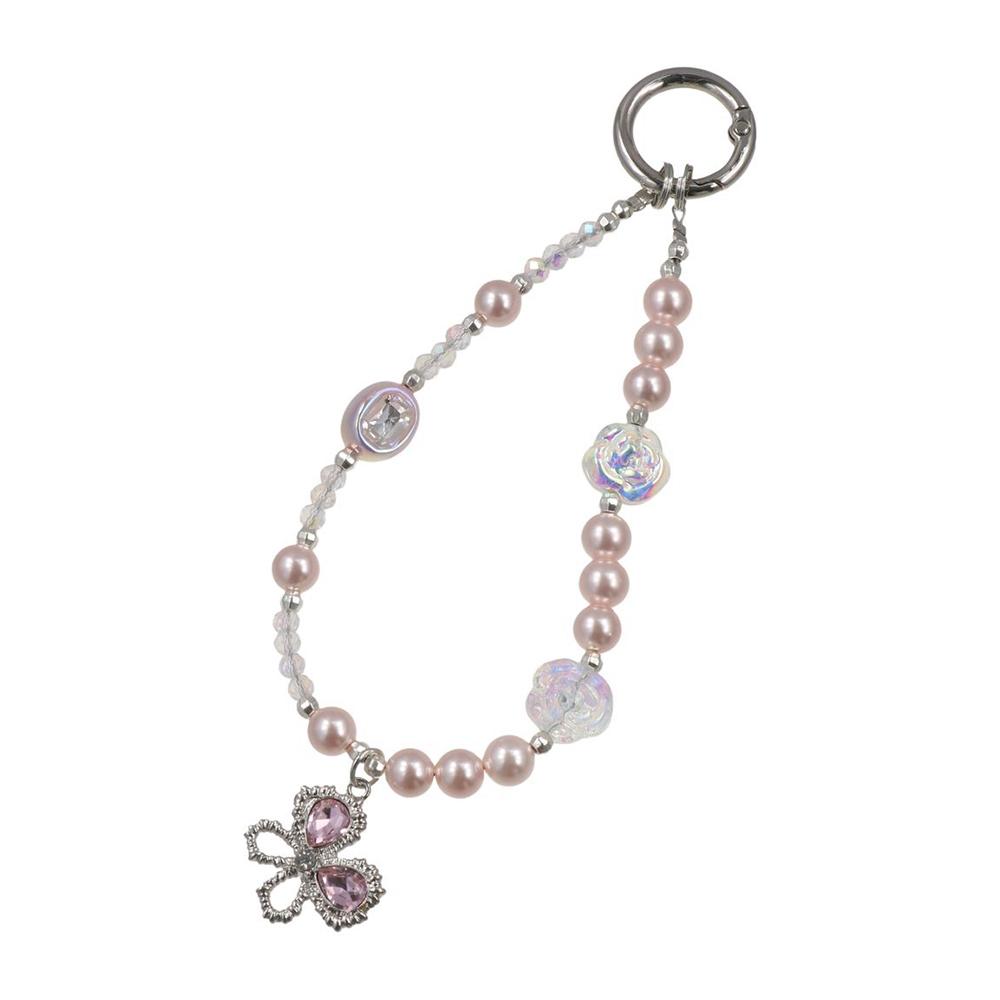 Light Luxury Electroplated Silver Lanyard Beaded Mobile Phone Lanyard Car Key Chains