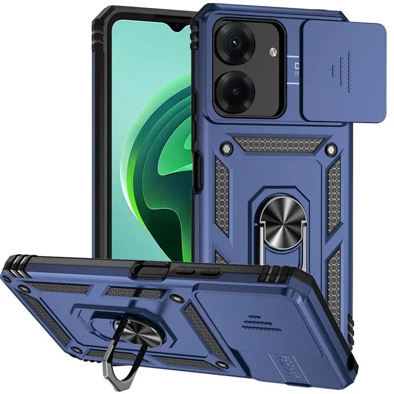 For Xiaomi Redmi 13C Case Slide Lens Protect Shockproof Armor Phone Cases For Xiaomi 13T Redmi NOTE13 PRO 4G5G Ring Holder Cover