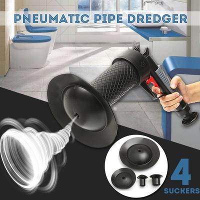 Nuovo pulitore per scarichi ad aria compressa Spazzola per la pulizia delle fognature + 4 pezzi Ventosa per cucina Bagno Toilette Sturalavandino Tubazione
